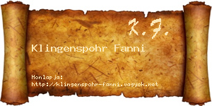 Klingenspohr Fanni névjegykártya
